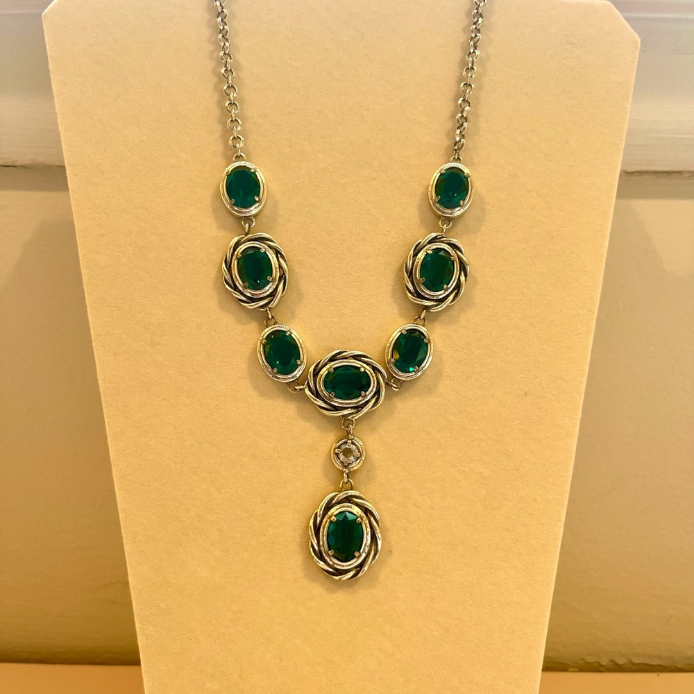 Brighton Radiant Green Crystal Jeweled Raindrop Necklace